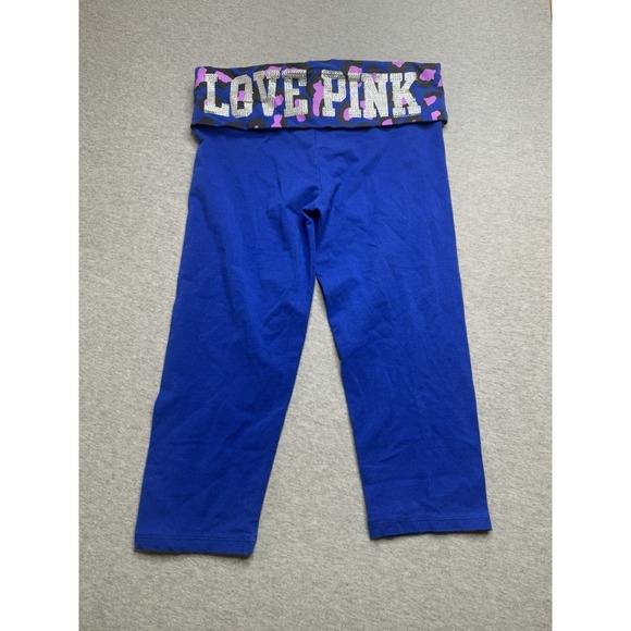 Victoria's Secret Pants - RARE Vintage Victoria's Secret Y2K foldover cropped PINK pants - Leopard Size M